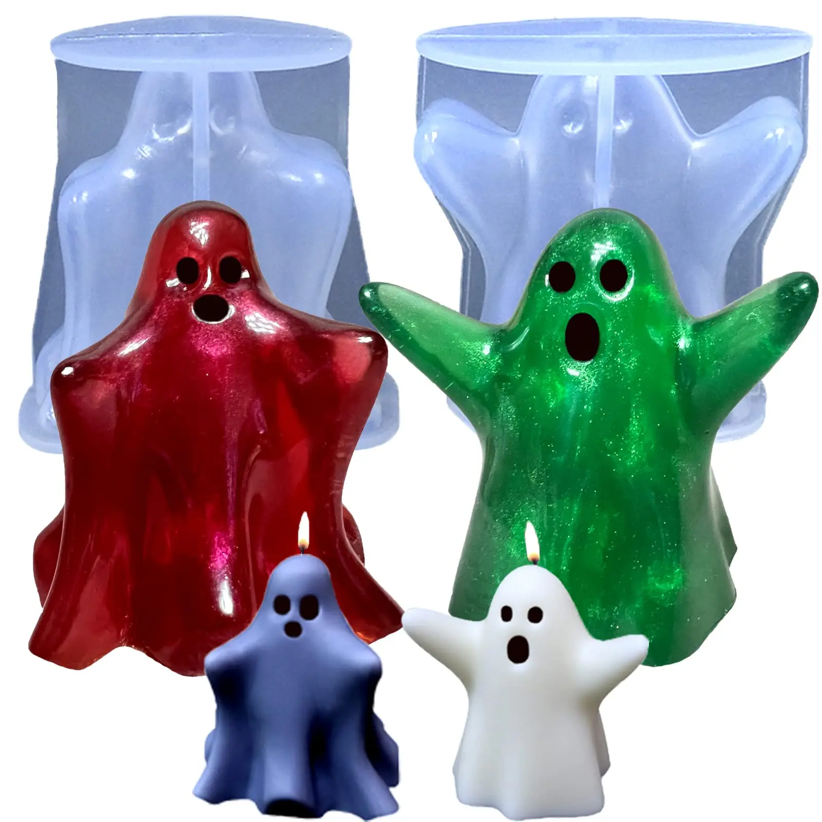 

Формы для свечей в виде призрака на Хэллоуин, силиконовые формы в форме призрака для рукоделия из эпоксидной смолы, мыло ручной работы, свеча, литые художественные изделия