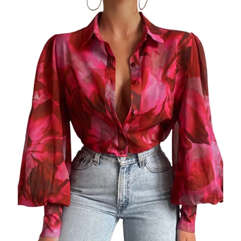 

Повседневная рубашка на пуговицах с принтом в английском стиле, весна-лето 2022, кардиган с отложным воротником и длинными рукавами-фонариками, топы, женская одежда