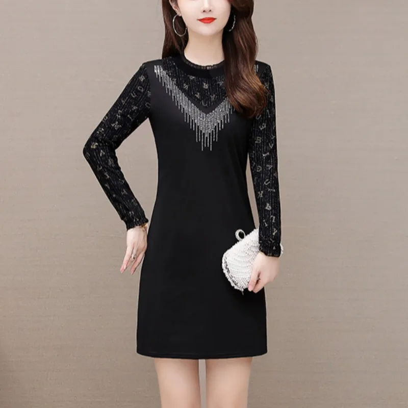 Женское платье с флисовой подкладкой Mom Sle осень и зима 2023 новая маленькая