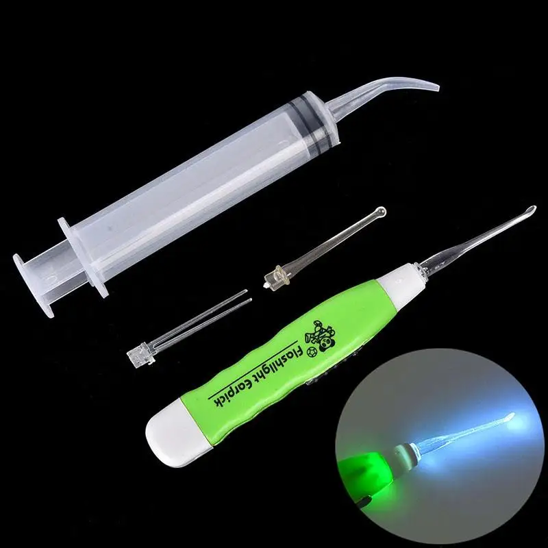 Hot Tonsil Stone Remover Tools LED Light Ear Wax Remover Stainless Steel Earpick Tips Irrigator Syringe Clean Care Tool