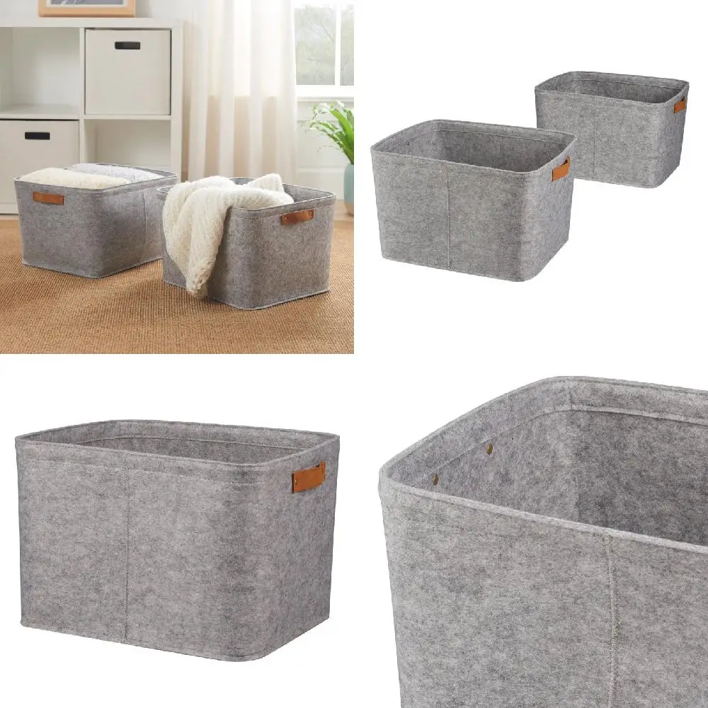 

,Office. Durable and Unique Large Rectangle Felt Baskets, Perfect Multi-Purpose Storage Bins for Home, Office - Durable and Mult