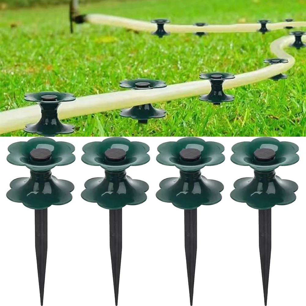 

4pcs Plastic Hose Guide Spike 9x25cm Garden Lawn Winding Wheel Watering Pipe Guide Wheel Plant Soil Care Self Watering Aids