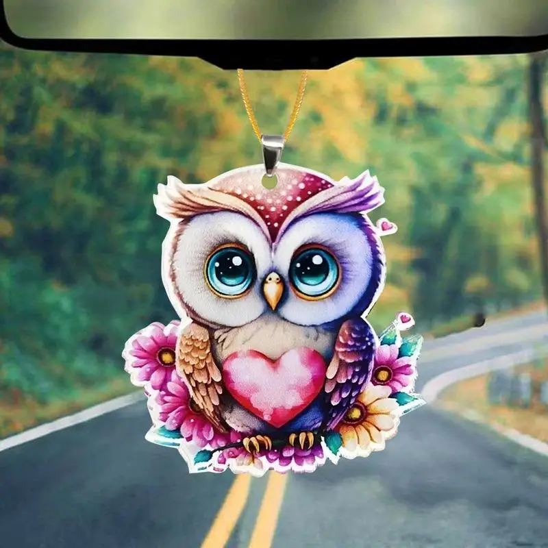 

Автомобильная подвеска, милая 2D акриловая сова в форме автомобильного зеркала заднего вида, подвесные украшения, украшения для приборной панели для окна, автомобильной двери, рамы