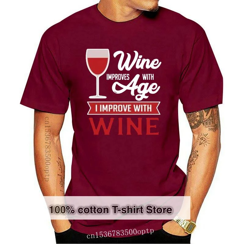 

New WINE IMPROVES WITH AGE FUNNY DESIGN WOMENS T SHIRT PROSECCO DRINK DRINKING DRUNK(2)