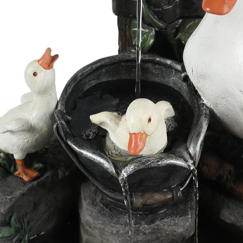 

1PC Duck Solar Power Squirrel Resin Patio Fountain Garden Design With Led Light Garden Decoration Outdoor Simulation Decoration