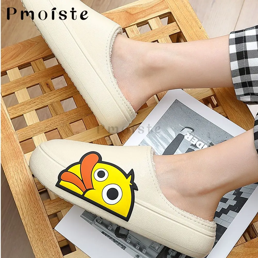 Duck Slippers 2022 Winter Home Slippers Comfortable Fur Platform Thick Sole Soft Slippers Waterproof Indoors Warm Women Slippers