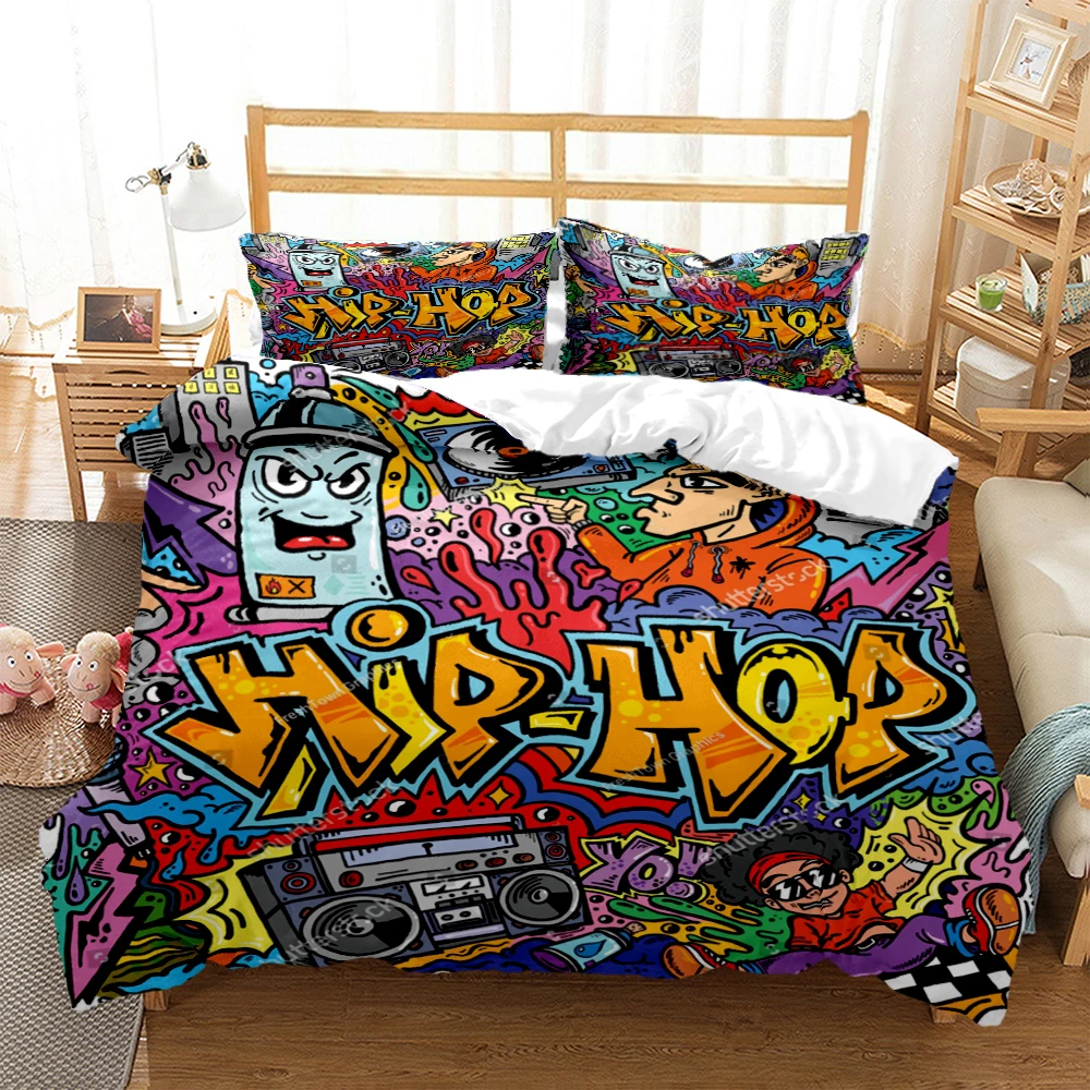 

American cartoon illustration Print Polyester Bedding Sets，Anime bedding set，Children or Adults for Beds Quilt Cover Pillowcase