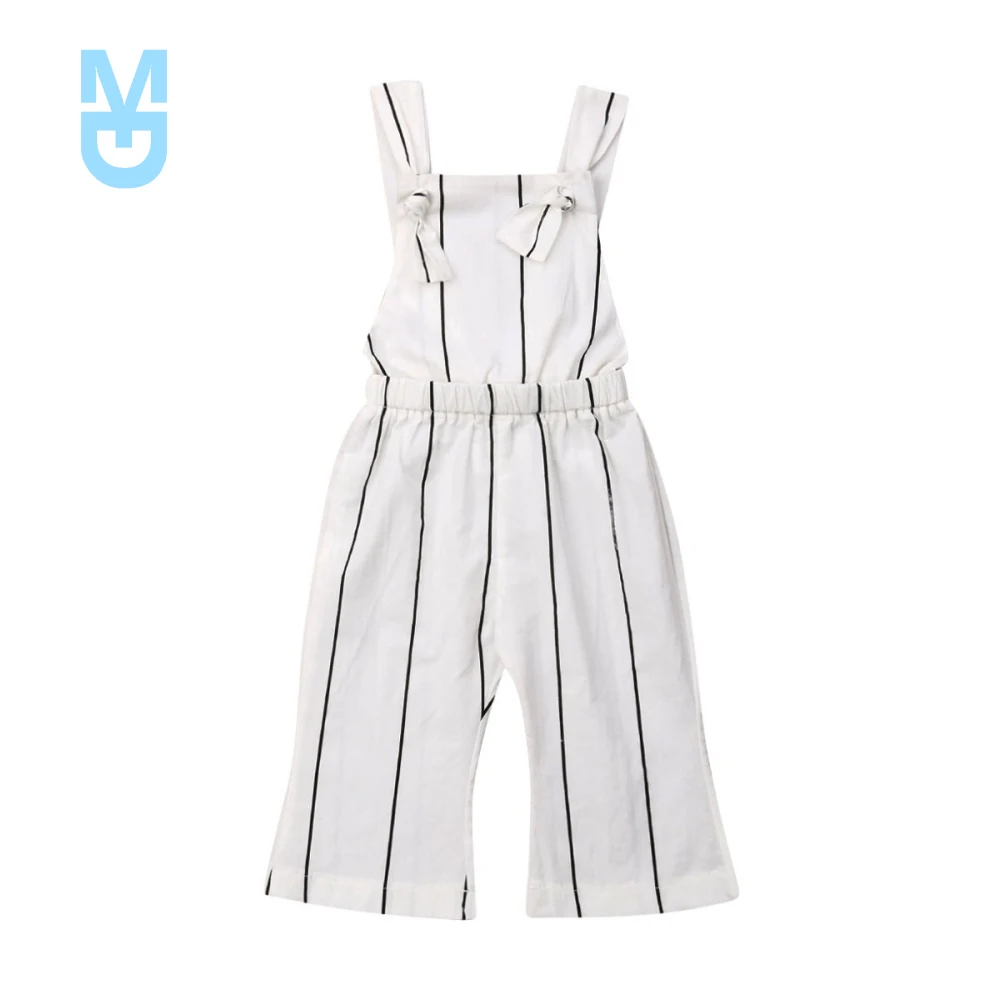 

New Toddler Girl Sleeveless Stripe Suspender Jumpsuit
