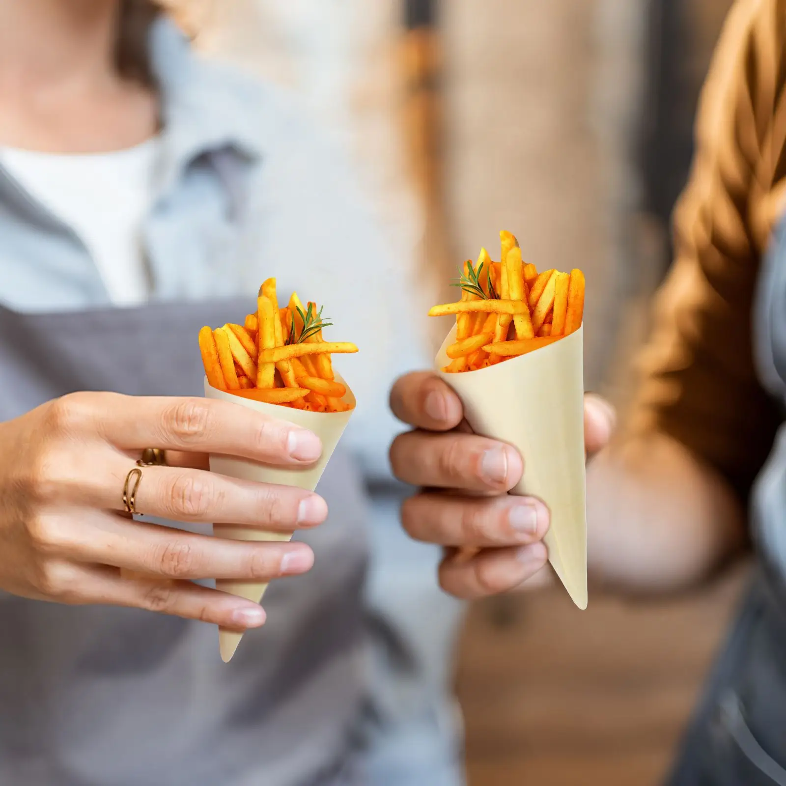 100 шт. пищевые конусы деревянные дегустационные одноразовые держатели для