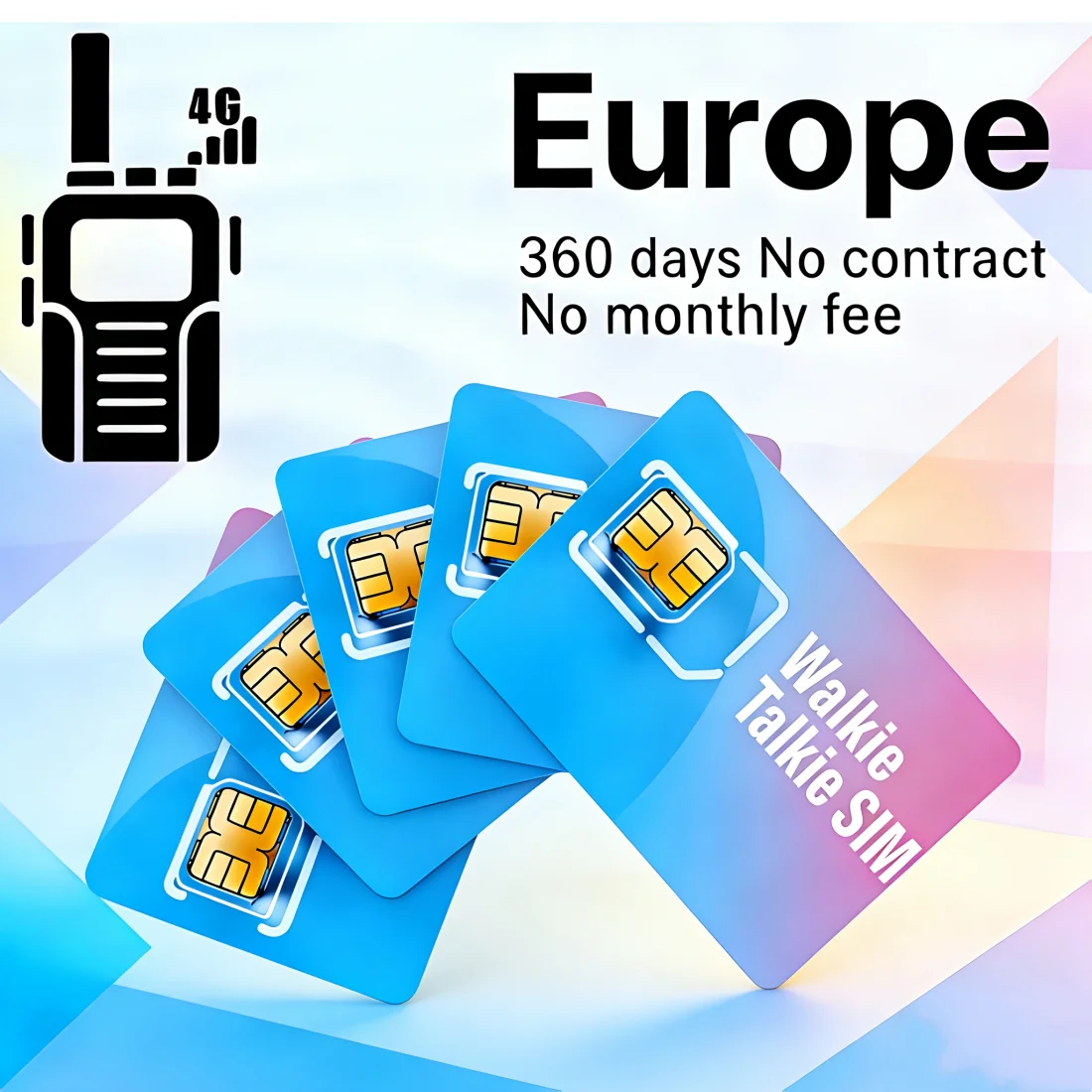Фото Европейская SIM-карта 4G LTE Global PTT для раций – без контракта, 1 ГБ/360 дней, 3-в-1 SIM для PTT-радио K500 и т.д. №1
