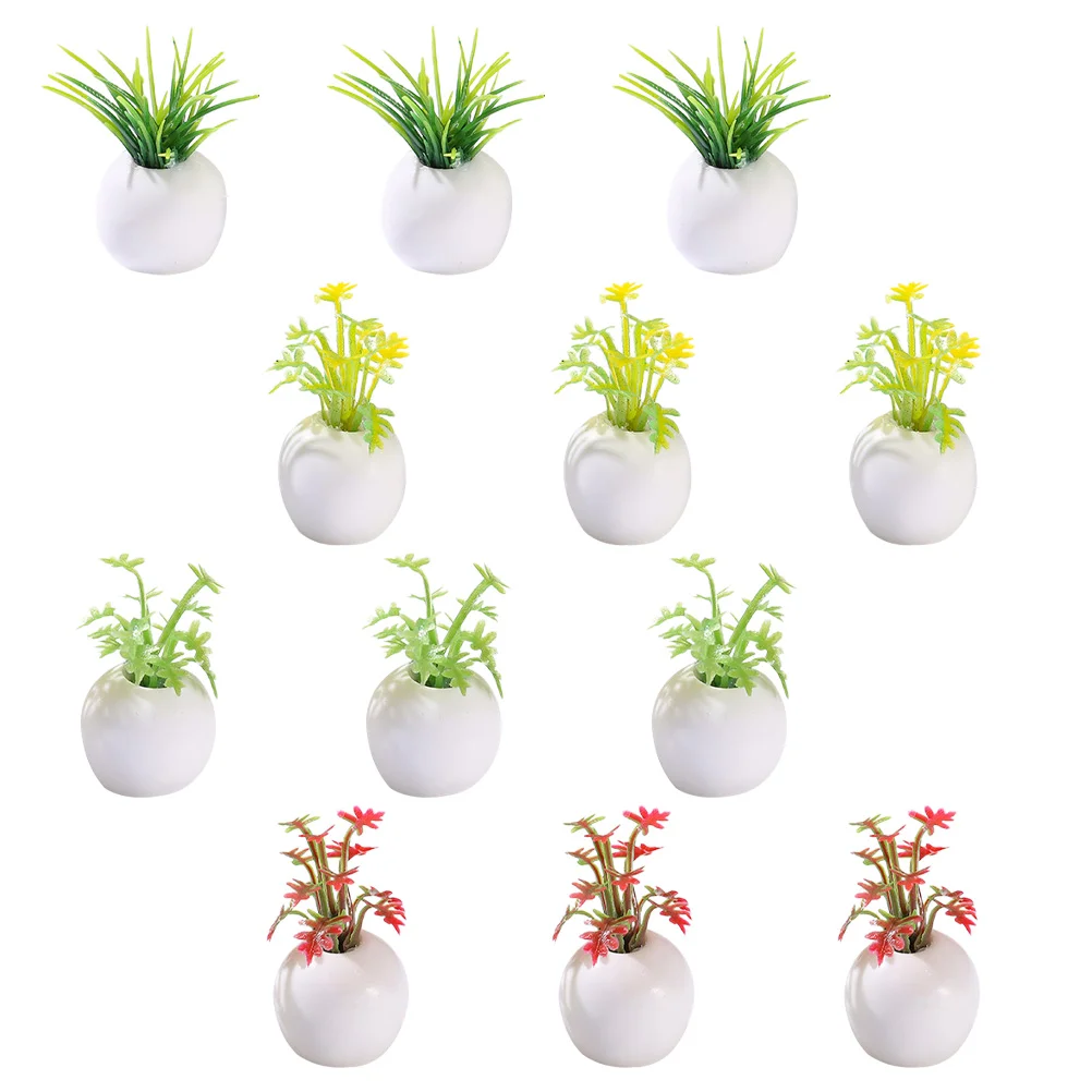 12 шт. мини-горшечные растения модель бонсай декор дома крошечный реквизит