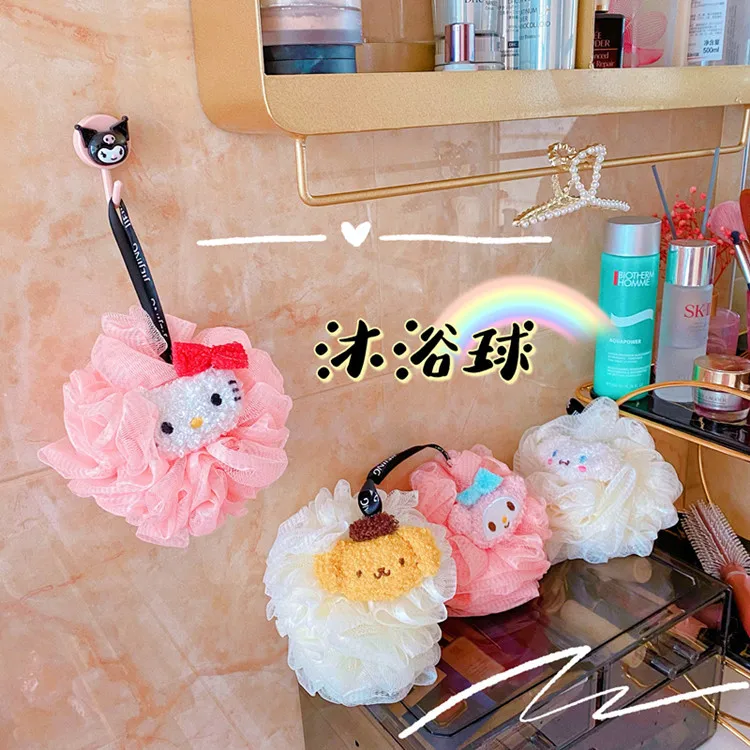 

Anime Cartoon Cute Kuromi Bath Soft Creative Bath Flower Bath Ball Kawaii Net Mu Bubble Ball