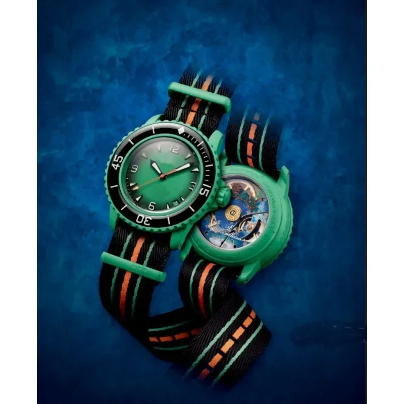 

New 2023 Original Brand Multifunction ceramic Case Luxury swatch Watches for Mens Fifty Fathoms SO35A100 watch automatic watch