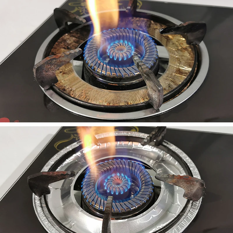 10 Pieces Thickened Aluminum Foil Square Round Cooktop Gas Stove Covers for Top Oil and Anti-Fouling Cleaning Pads |