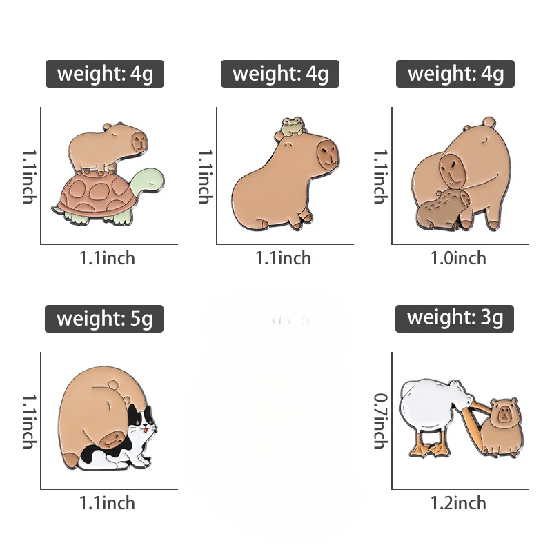 Эмалированные булавки с милыми животными капибара и его друзья брошь из