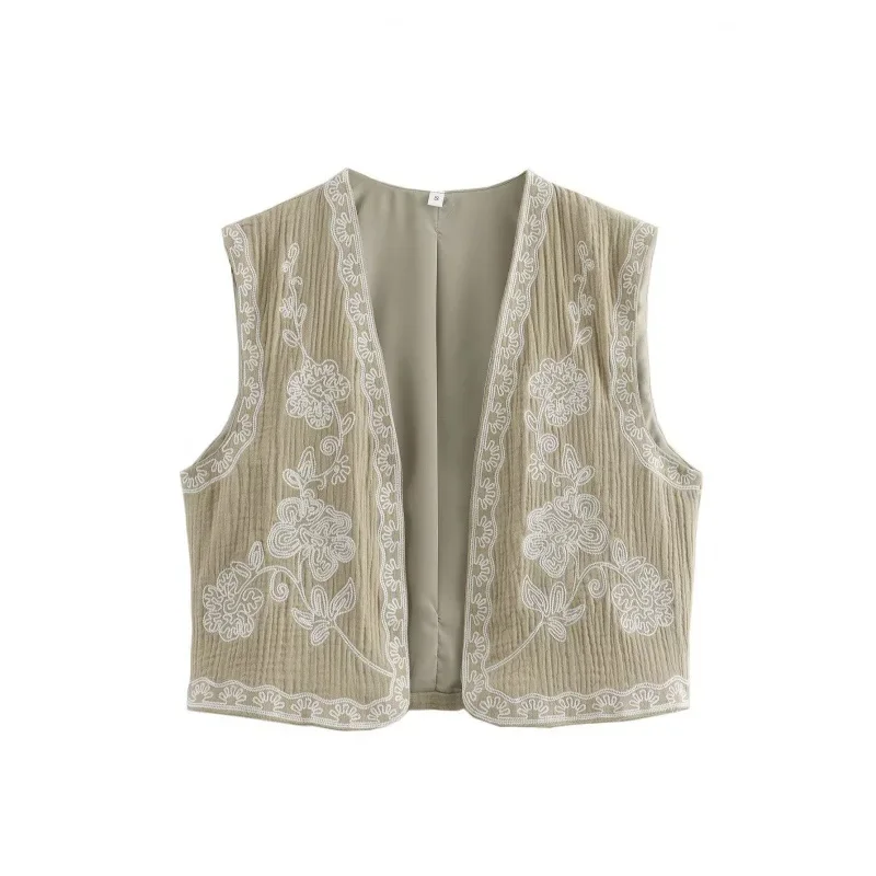 2024 новый стильный жилет с вышивкой женская одежда оптовая продажа ZRA