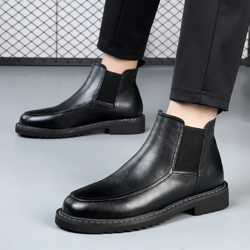 

Мужские ботинки Martin 2023, Высококачественная кожаная обувь с носком, Мужские ботинки в британском стиле, демисезонные мужские ботинки с толстым носком