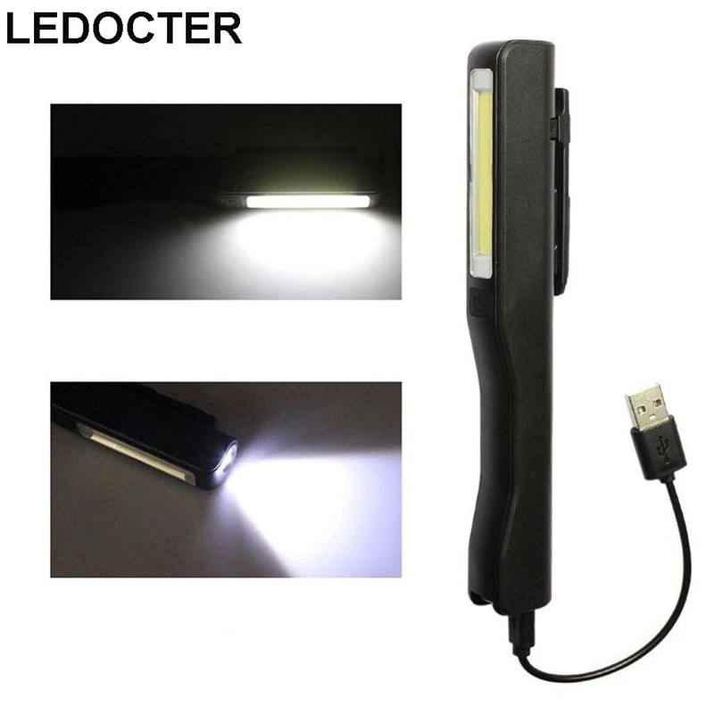 

Portable Rechargeable Led Flashlight Pen Work Light Pocket Torch With Magnet For Repair Checking Outdoor Hiking Emergency Lamp