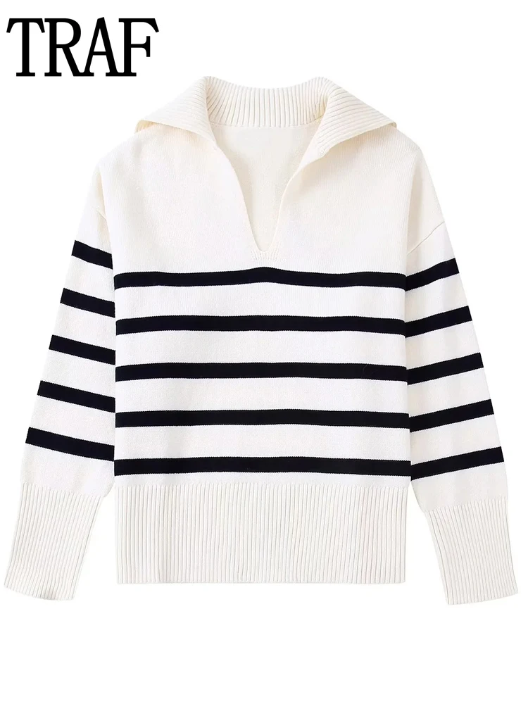 

Свитер женский трикотажный в полоску, с длинным рукавом