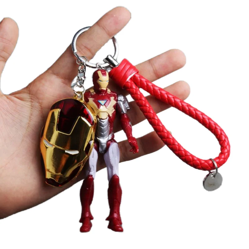Marvel Avengers Alliance Cartoon Cute Doll Keychain Creative Personality Metal Shield Iron Man Backpack Ornament Birthday Gift