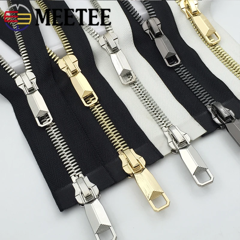 

Meetee 1pc 85/100/120cm 10# Metal Zipper Double Open Two-way Large Zippers for Down Jacket Coat Sewing Zips DIY Repair Kits Zip