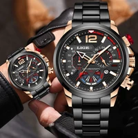 lige fashion watches mens sport quartz chronograph wristwatches luxury stainless steel clock with luminous watch montre homme