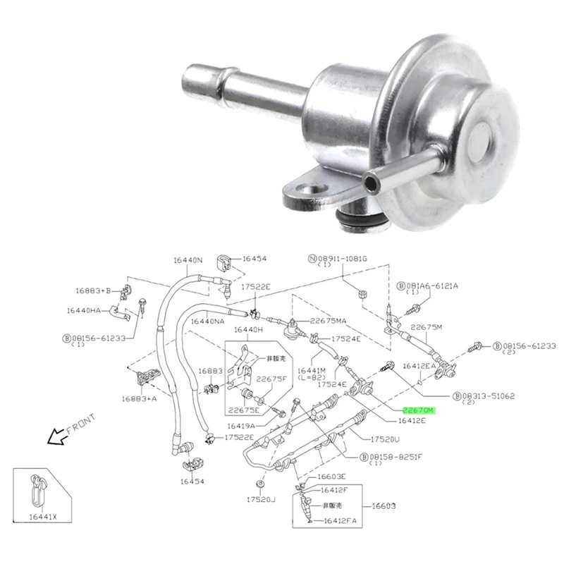 Регулятор давления топлива 3 бар для Nissan Almera AD Sunny Sentra Avenir Infiniti G20 Q45 SR20DE R394 47040286 226701
