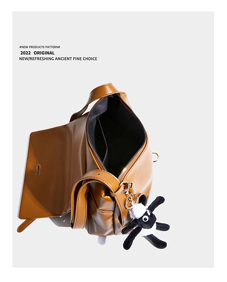 Elmsk Vintage Leather Casual Messenger One Shoulder Bag Women