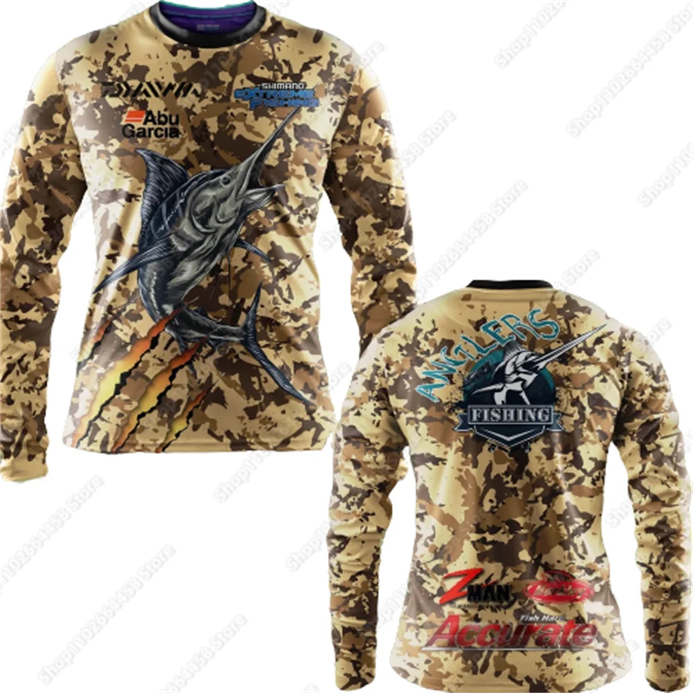 

Камуфляжная рыболовная рубашка UPF 50 +, футболка, мужские топы, Джерси с длинным рукавом, уличная летняя одежда для рыбалки, дышащая футболка для рыбалки