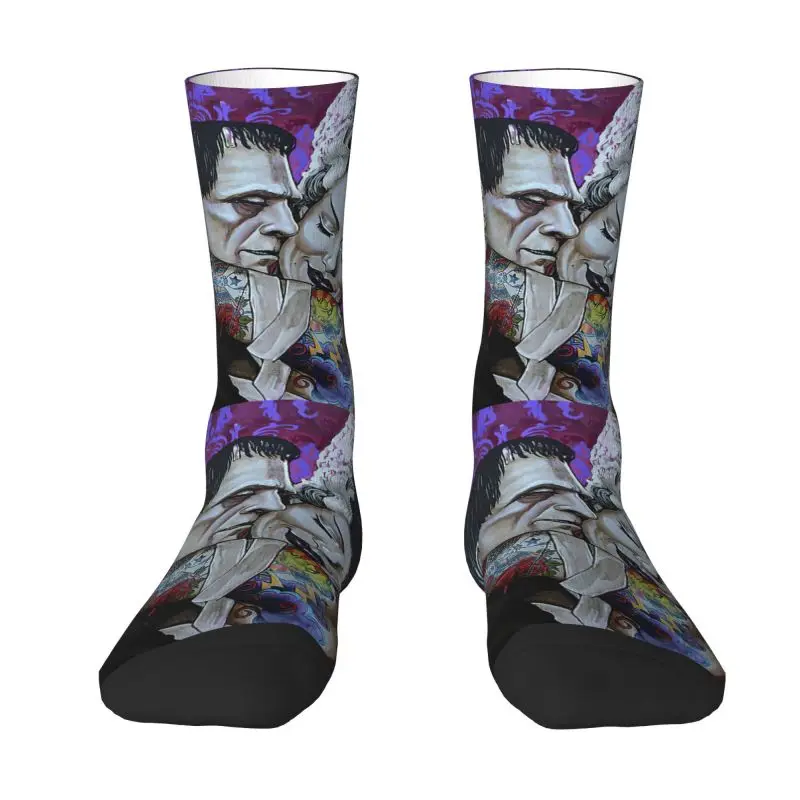Забавные мужские носки для невесты Франкенштейна, теплые воздухопроницаемые носки унисекс с 3D-принтом, научной фантастикой, фильмом ужасов