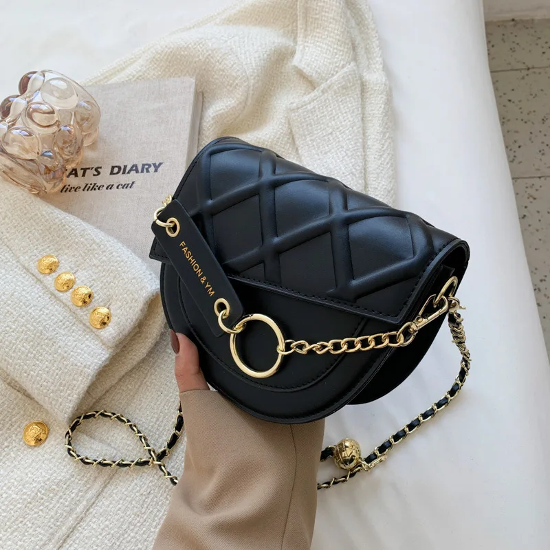 

Simple and Popular One-shoulder Small Bag Women's Bag 2022 High-quality New Trendy Texture Chain Messenger Bag Casual Saddle Bag