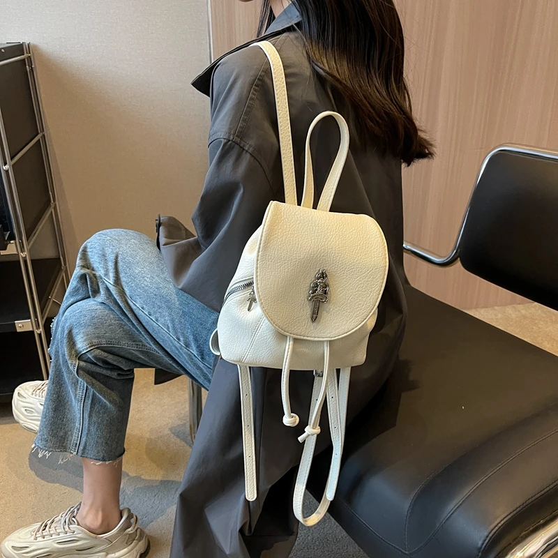 Simple Canvas Ruched Drawsting Backpacks For Women High-capacity Lady Backpack Light Weight Students Bag Big Capacity Travel Bag