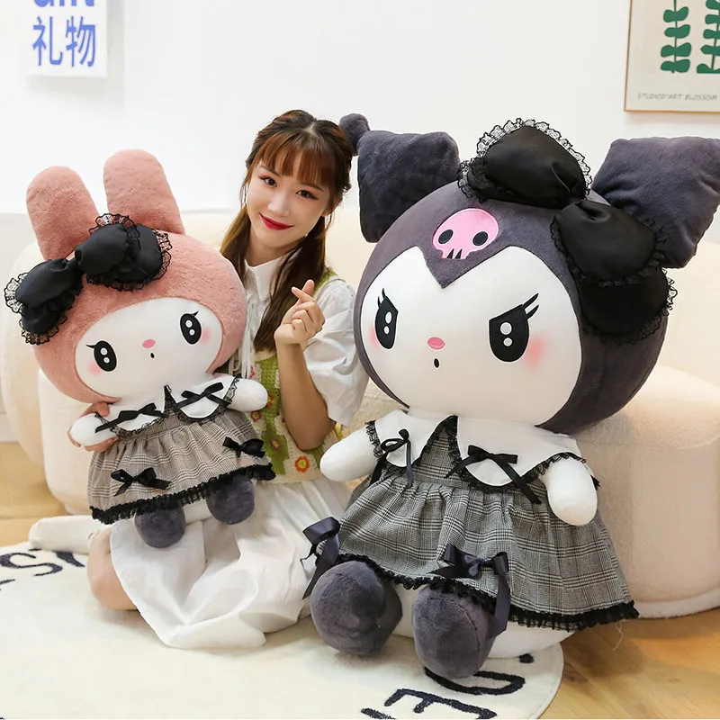 

Sanrio Kuromi Mymelody плюшевые черные мягкие куклы Kawaii диванная Подушка темная Готическая кружевная игрушка подарок на день рождения для девочек