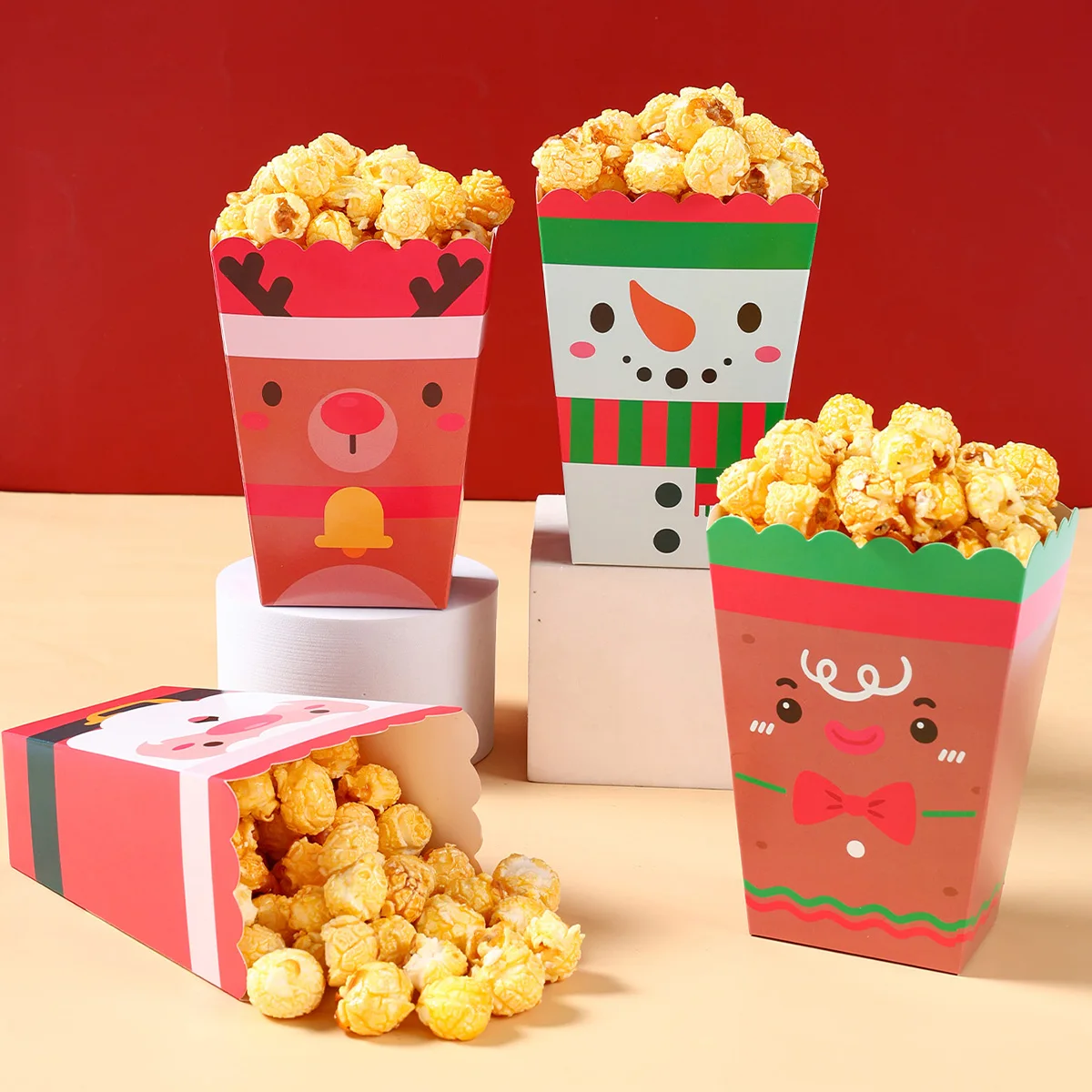 Рождественская мультяшная коробка для попкорна Рождественское украшение дома