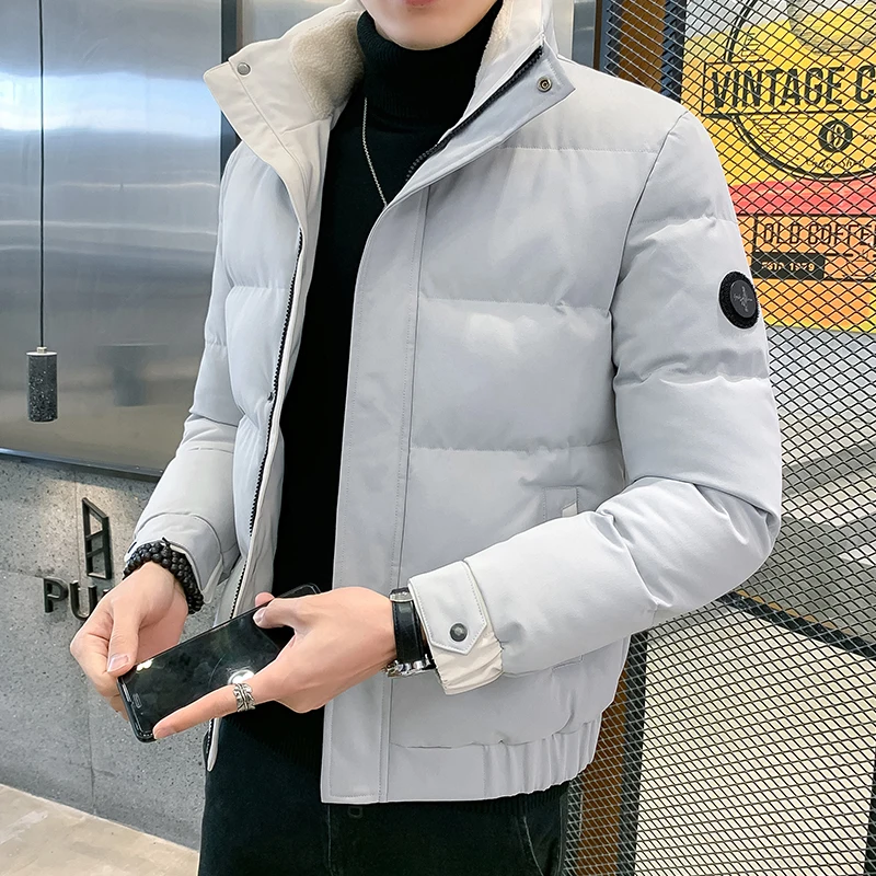 

Зимняя куртка, Мужская парка, плотное теплое пальто, Мужская однотонная Повседневная Верхняя одежда с воротником-стойкой, ветровка, мужская куртка