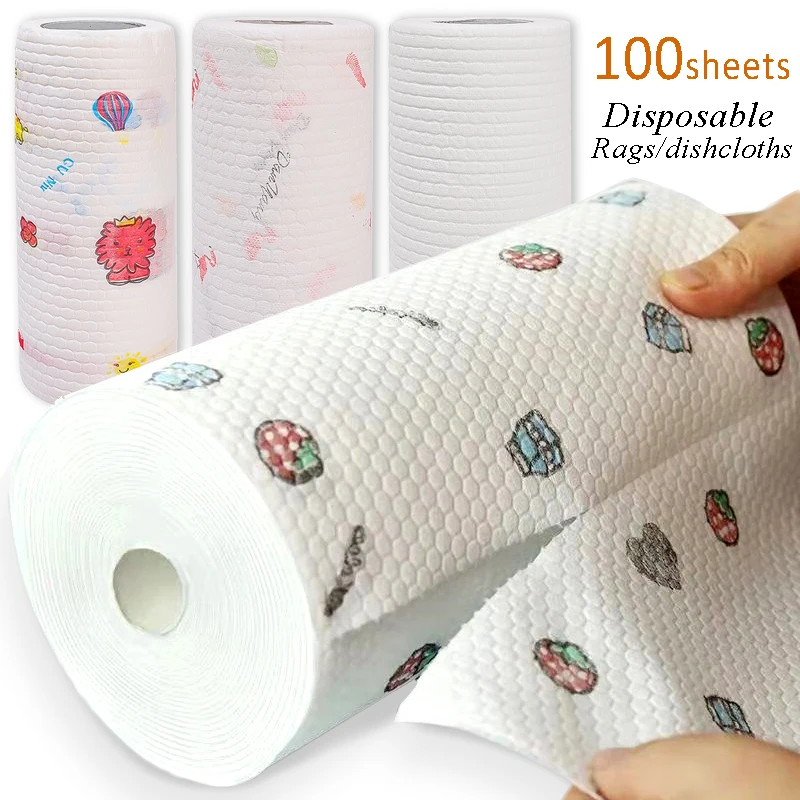 

50/100pcs A Roll Dish Cloth Disposable Rags Non -woven Rag Home Kitchen One-time Dishrag Universal Car Wipe Shoe Cleaning Wipes