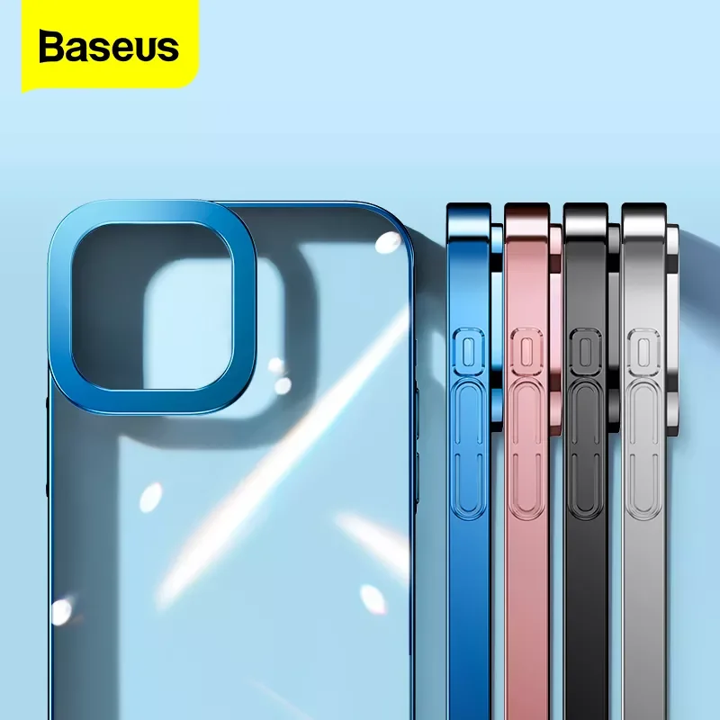 

Baseus Plating Case For iPhone 13 Pro Max Clear Full Lens Protection Case Transparent Shockproof Cover For NEW iPhone 2021 Case