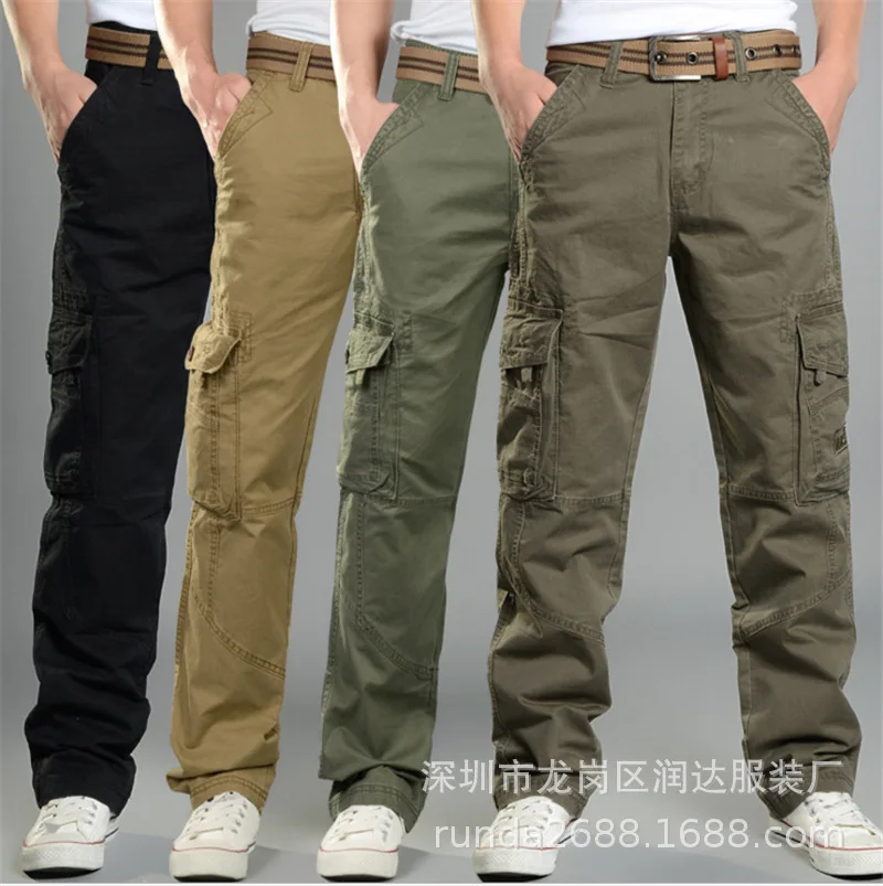 

Men's Outdoor Workwear Casual Men's Trousers Men's Washed Cotton Multi-pocket Pants Straight Casual Pants
