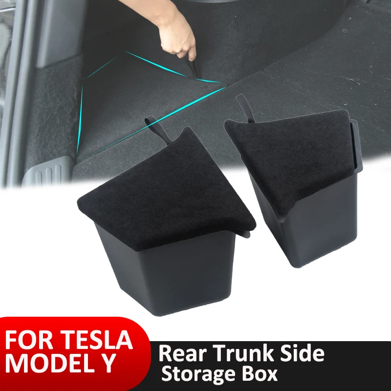 

Rear Trunk Storage Box Rear Trunk Organizer For 2021 Model Y Car Accessories Interior Side Storage Bins Side Storage Packets