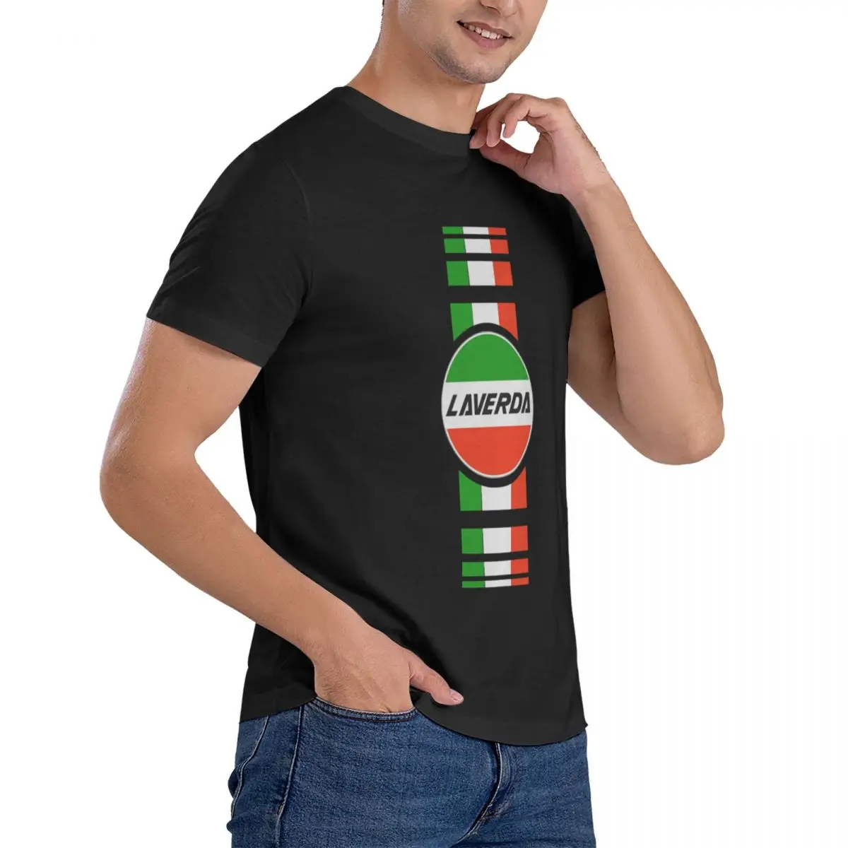 Мужская винтажная футболка из чистого хлопка с коротким рукавом и круглым