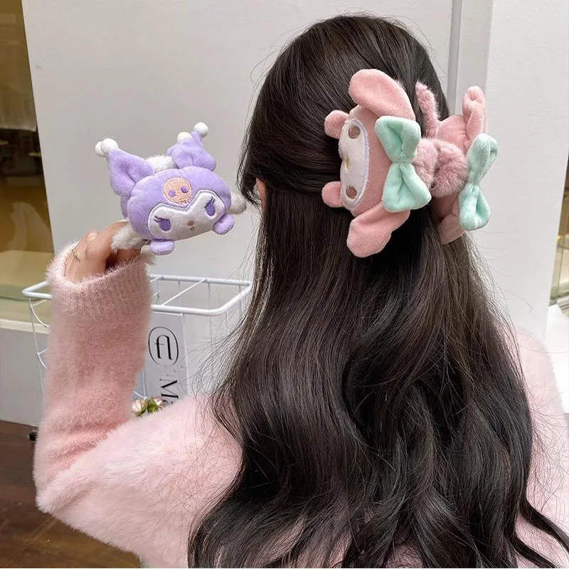 

Заколка для волос Mymelody Sanrio Kawaii аниме Kuromi Cinnamoroll симпатичная фотоакула Большая фотография Рождественский подарок