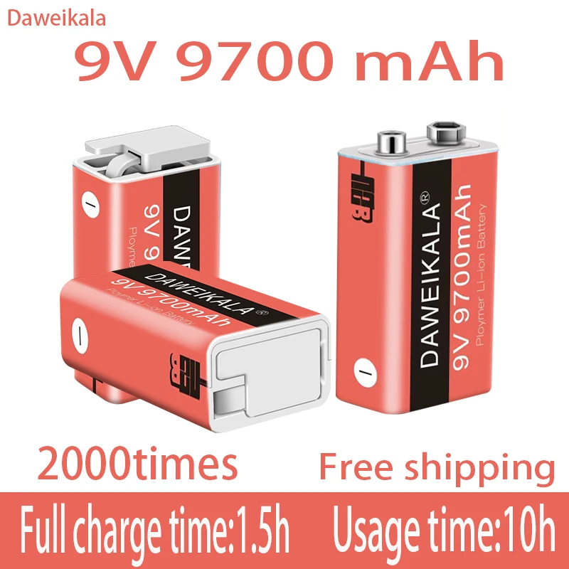 

New 9V Battery li-ion Rechargeable battery Micro USB Batteries 9v lithium for Multimeter Toy Remote Control KTV Microphone