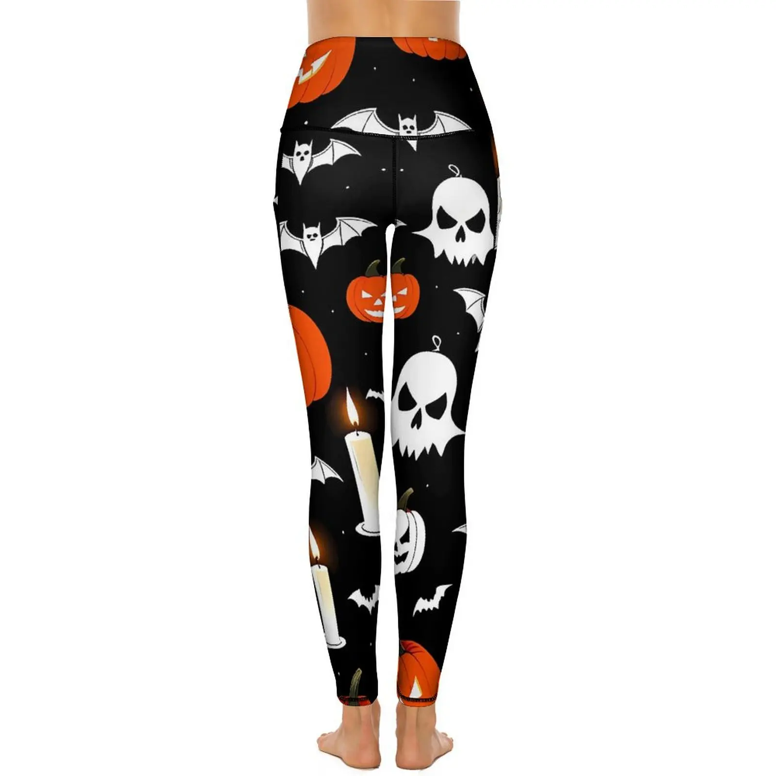 Хэллоуин счастливые насекомые леггинсы тыквы черепа летучие мыши тренировки