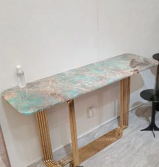 Stainless steel rock plate porch natural marble luxury stone porch table door decorative case a few green marble