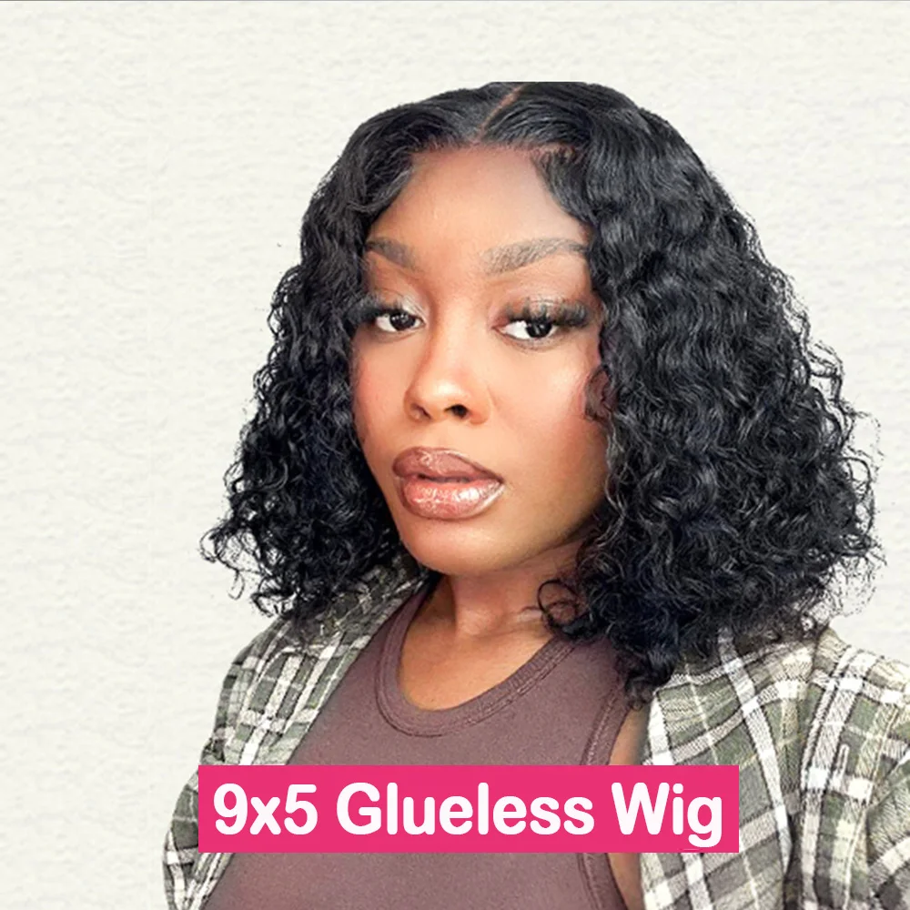 Парик Шнурка Боб Человеческие Волосы С Глубокими Волнами Без Клея Готовые К