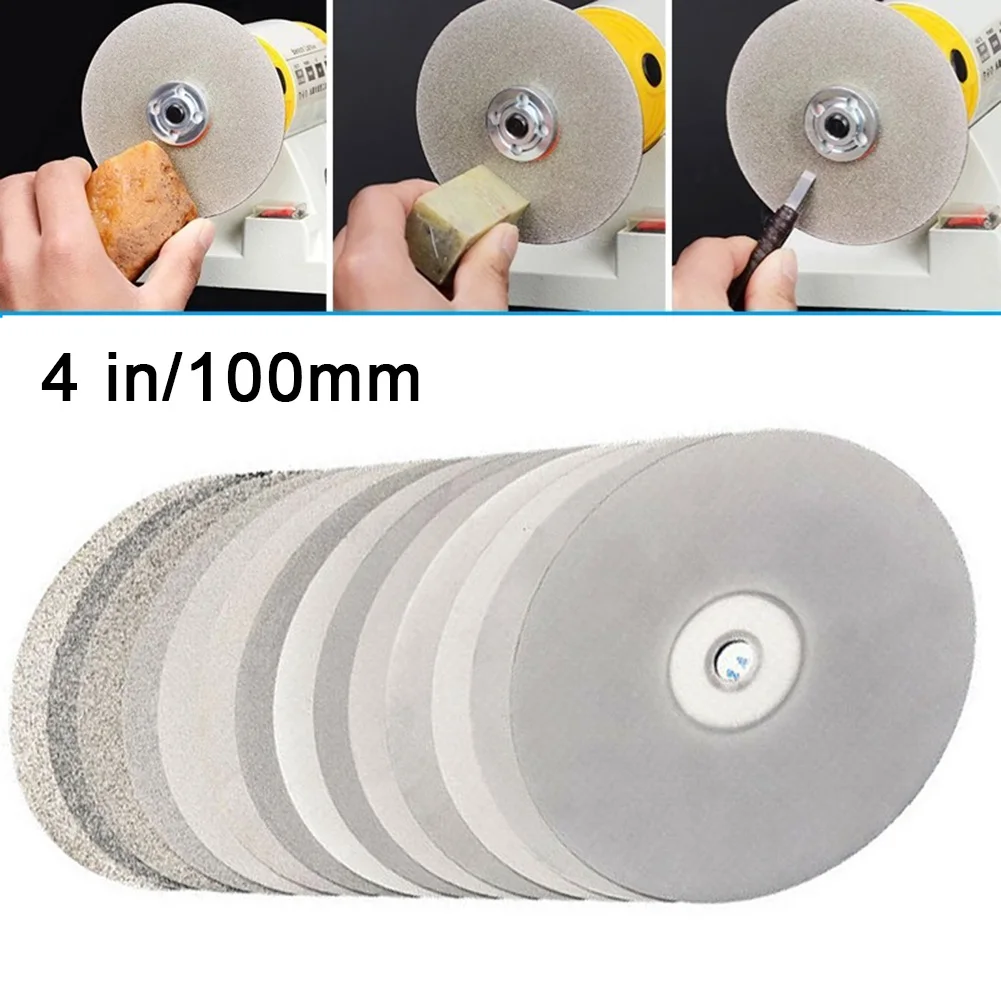 

4 Inch 100mm 80-2000# Diamond Coated Flat Lap Wheel Lapidary Grinding Polishing Disc For Jewelry Jade Crystal Agate Power Tools