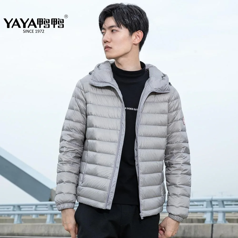 YAYA 2022 New Duck Down Jacket With Hood Spring Autumn Short Men's Ultralight Warm Coat Waterproof Male Easy Packed  Outwear