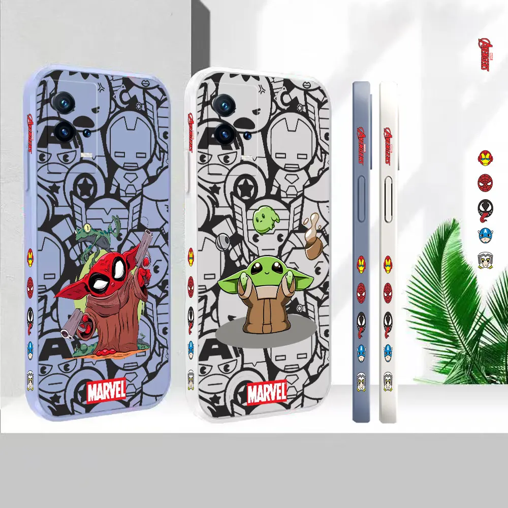 

Liquid Silicone Phone Case For VIVO IQOO 11 10 9 8 7 5 Z7 Z6 Z5 Z3 Neo 7 6 5 5S 3 Marvel Cute Baby Yoda Cartoon Cover Funda Capa
