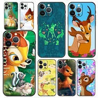 cute fawn bambi luxury phone case for iphone 13 mmini 11 12 pro max 7 8 plus se 2020 x xr xs silicone black cover fundas shell