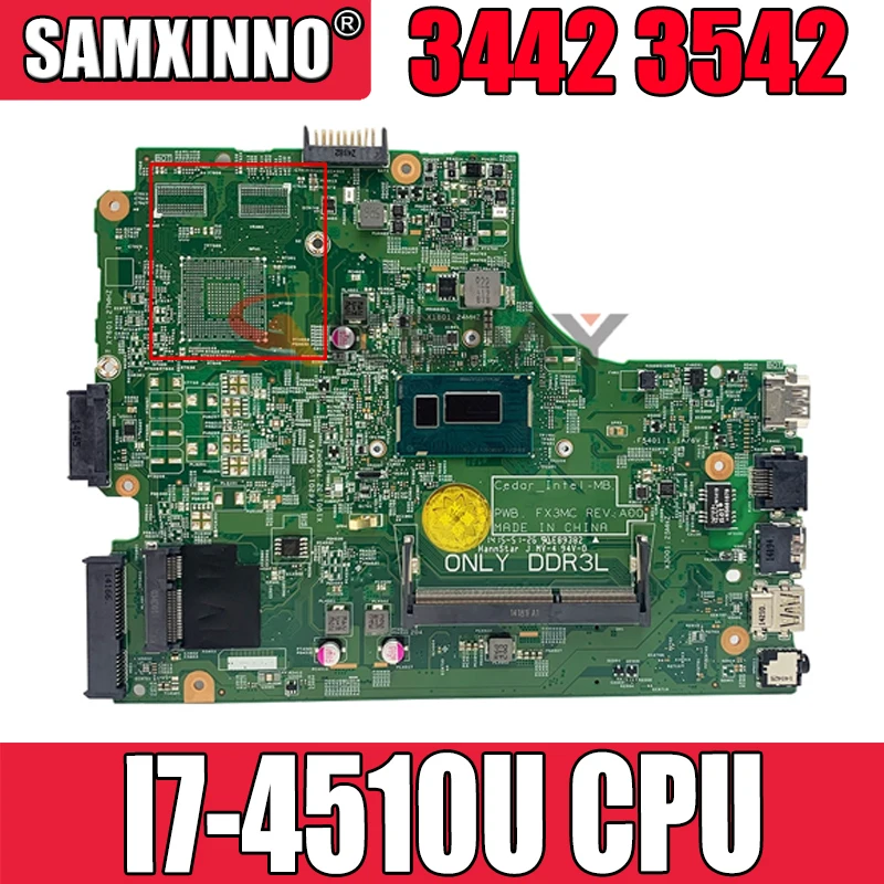 

Оригинальная материнская плата для ноутбука DELL Inspiron 3442 3542 3443 3543 Φ SR1EB HDMI материнская плата 13269-1 I7-4510U 07G1CD